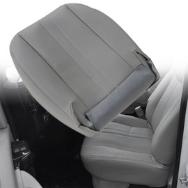 NLQR Front Driver or Passenger Side Bottom Replacement Leather Seat Cover Compatible with Chevy Express GMC Savana 1500 2500 3500 Van 2003 2004 2005 2006 2007 2008 2009 2010 2011 2012 2013 2014 Gray