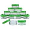 (Quantity: 25 Pieces) Beauticom 5G/5ML Round Clear Jars with GREEN