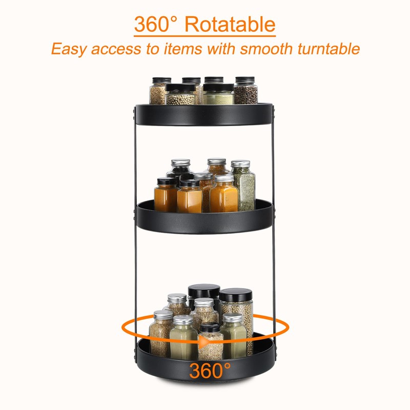 uxcell 3 Tier Lazy Susan Turntable, 12 Inch Metal Spice