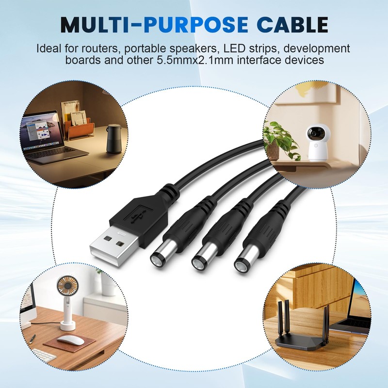 USB A to DC 5.5mm x 2.1mm Power Cable 3