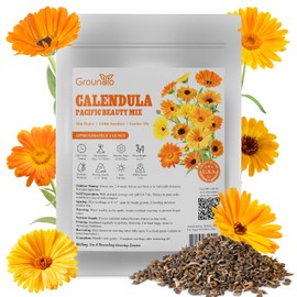 Groundio Calendula Seeds Pacific Beauty Mix, 3000+ Calendula Officinalis Seeds, Open Pollinated Non-GMO Wildflower Seed Grown in The USA, 1 Ounce