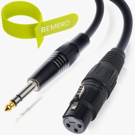 BEMERO Microphone Cable, Line Cable XLRf to 6.3 Jack, TRS, 6 m, Balanced 3-Pin Black