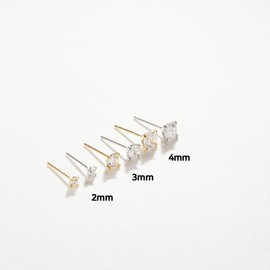 Gold&Deer 14k Goldfield Basic Crystal Cubic Earrings 4mm / 골드앤디어 14k 골드필드 기본 크리스탈 큐빅 귀걸이 4mm