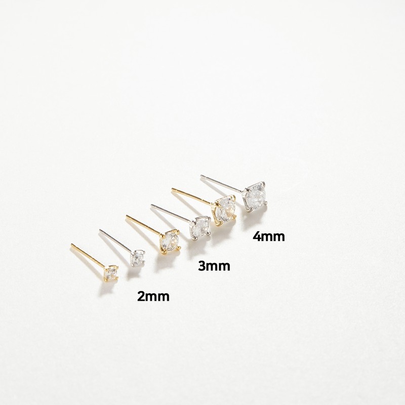 Gold&Deer 14k Goldfield Basic Crystal Cubic Earrings 4mm / 골드앤디어