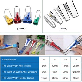 Bias Binding Sewing Tape Fabric Tapes Various Sizes for Making Width 6mm 12mm 18mm 25mm (Pack of 4)
