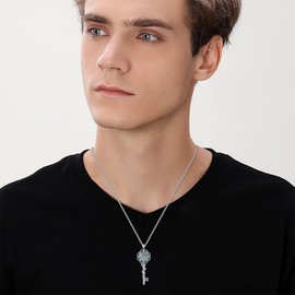 YAFEINI Hecate Key Pendant Necklace S925 Sterling Silver Hecate Key Necklaces Jewelry Abalone Shell Hekate Necklace Amulet Hekate Jewelry Triple Moon Goddess Pendant Gifts For Men Women