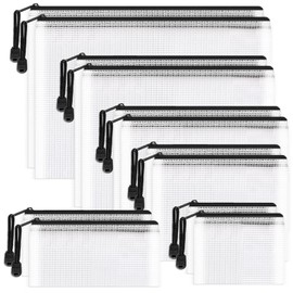 Umriox Black Document Bag A3 + A4 + A5 + A6 + B4 + B6, Pack of 12, Waterproof Document Bag, Zip, File Bag, Plastic for Documents, Paper, School, Cosmetics, Travel (6 Sizes)