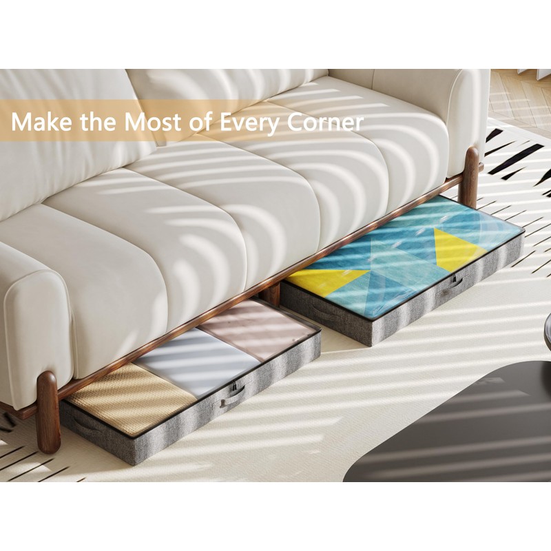 TidyCorner 2-Pack Under Bed Storage Containers, 4.5 Inches Tall Low