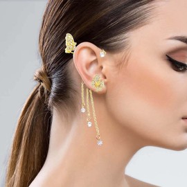 Shining Butterfly Ear Cuffs Zircon Butterfly Earrings for Women Ear Cuffs for Women Non Piercing Ear Wrap Around Earrings