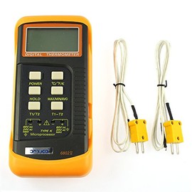 6802 II Durable Precision Dual Channel Digital Thermometer with 2 K-Type Thermocouple Sensor