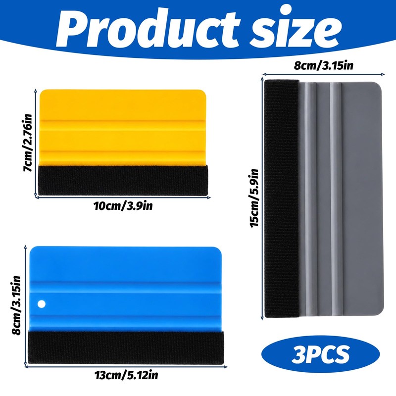 Felt Squeegee for Vinyl, 3 PCS Small Vinyl Squeegee Scraper