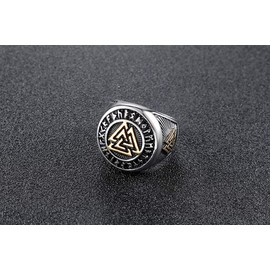 Hijones Men's Nordic Viking Symbol Ring, Stainless Steel, Stainless Steel, Silver