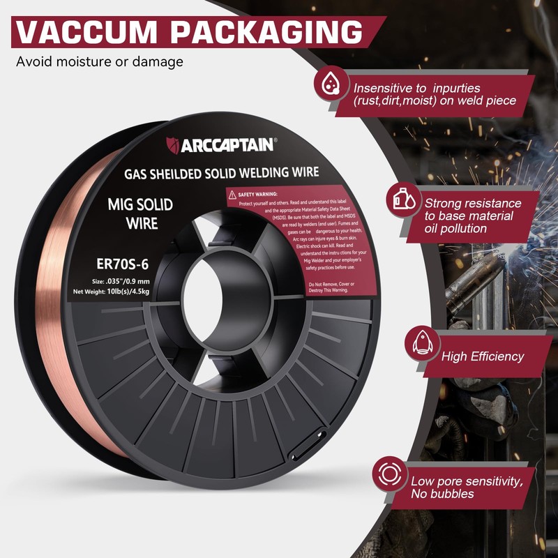 ARCCAPTAIN Mig Welding Wire, 0.035 10Lb Mig Wire ER70S-6 10Lbs
