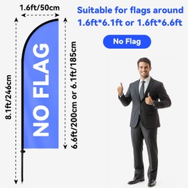 6.6FT Feather Flag Pole Kit with Ground Spike, Aluminum Alloy Flagpole with Fiberglass Top Pole, Fits 1.6x6.6FT / 1.6x6.1FT Feather Flags, Portable Lightweight Pole for Outdoor Business Advertising, No Flag