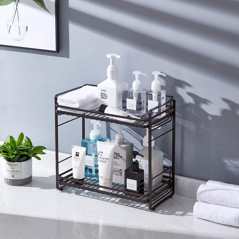 zccz 2-Tier Bathroom Countertop Organizer - Detachable Standing Rack Bathroom