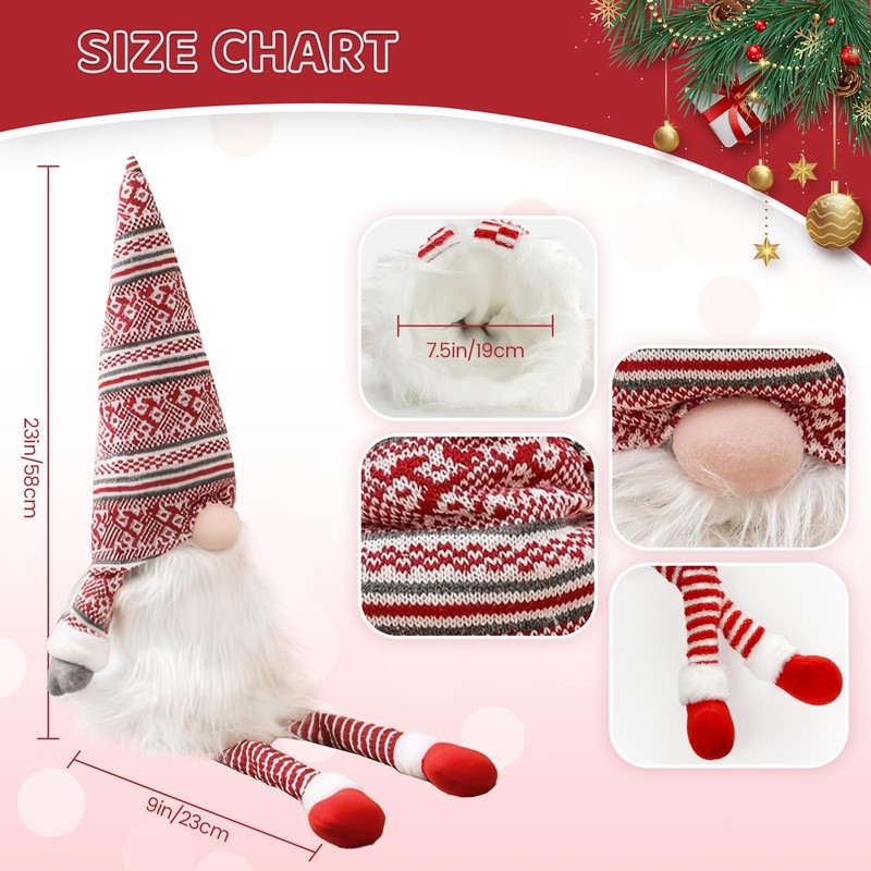 Gnome Christmas Tree Topper,Gnome Christmas Ornaments Santa Gnomes Plush Party