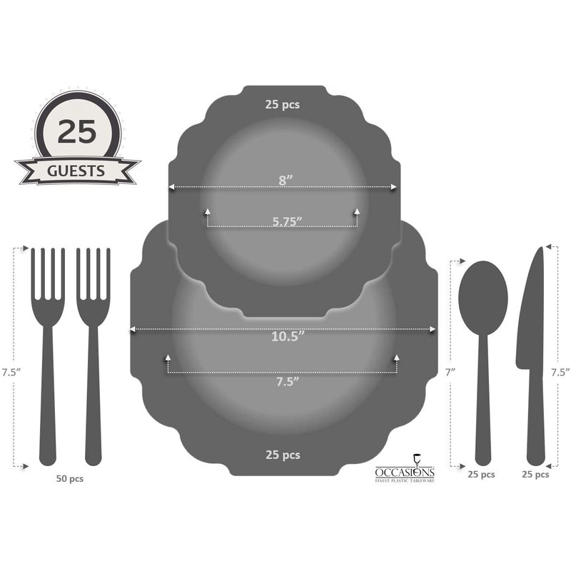 " OCCASIONS " 50 Plates Pack (25 Guests)-Heavyweight Wedding Party