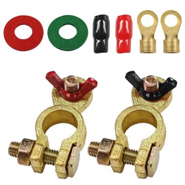 Car Battery Terminal Connector, Battery Terminal Clamps Negative and Positive, Pure Copper Quick Release Cable End Top Post Clip, Battery Terminal Assortment Kit for Car Truck RV Boat (Conical Mouth)