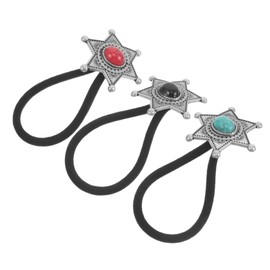Baluue 3pcs Boho Hair Ties Elastic Hair Bands with Western Cowboy Flair Durable Accessories for Women for Outdoor Activities and Festivals Unique Ethnic Design