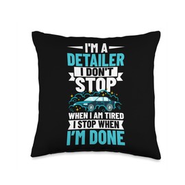 Auto Detailer Funny Professional Car Detailing Throw Pillow, 16x16, Multicolor