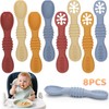 8PCS Juego Cucharas Masticables de Silicona, con Protuberancias para Dentición,