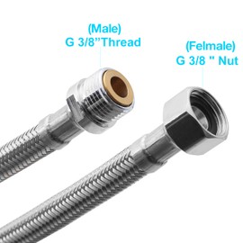 CREA 3/8 Inch Male x 3/8 Inch Female Extension Pipe Flexible Reinforced Hose Connection Hose Stainless Steel for Tap Tap 40 cm