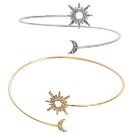 Holibanna 2pcs Jewelry Arm Cuff Gold Arm Bracelets for Women Gold Arm for Women Sun and Moon Bracelet Gold Arm Cuff Women's Cuff Bracelets Upper Arm Bracelet Gold Upper Arm Cuff