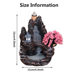 Waterfall Backflow Incense Burner Incense Holder,Suuwwn Backflow Incense Burner Mountain and Flowing Water landscape Incense Holders Resin Incense Burner Home Decor for Home Office Yoga
