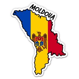 Squiddy Moldova Map with Flag - Vinyl Sticker Decal for Phone, Laptop, Water Bottle - 3"