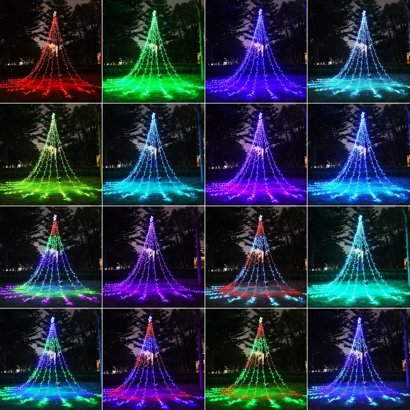 Flacchi Christmas Lights Outdoor with ‎Remote -16.7Ft Waterfall Tree Decoration