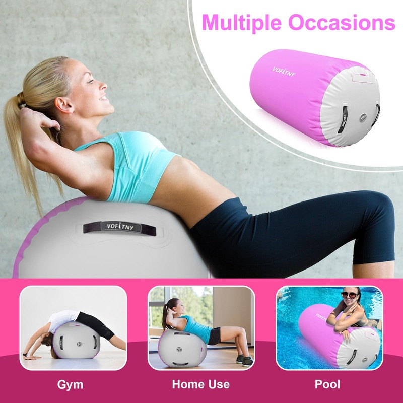 VOFiTNY Inflatable Gymnastics Barrel Tumbling Roller Equipment 4'L x 3'D