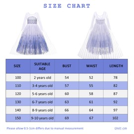 KANDEMY Girls Elsa Princess Costume Fancy Dress Costumes for Children Ice Princess Dresses for Carnival Role Play Birthday Party White 120
