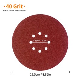 Viaky 30 Pcs 225mm Sanding Discs, 9 Inch 8 Hole Hook and Loop Discs 40 60 100 120 180 240 Grits Assorted Sandpaper for Drywall, Dustless Random Orbital Sander Sanding Pads for Polishing