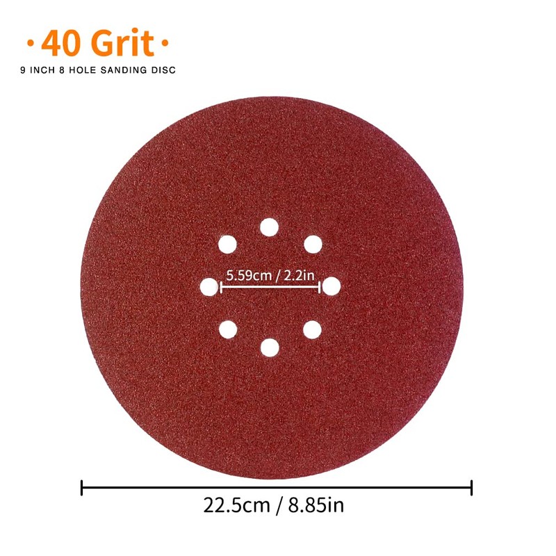 Viaky 30 Pcs 225mm Sanding Discs, 9 Inch 8 Hole