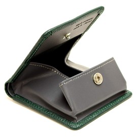 Men's Company Coin Purse, Box Shaped, Corner Grain Coin Case, Made in Japan, green