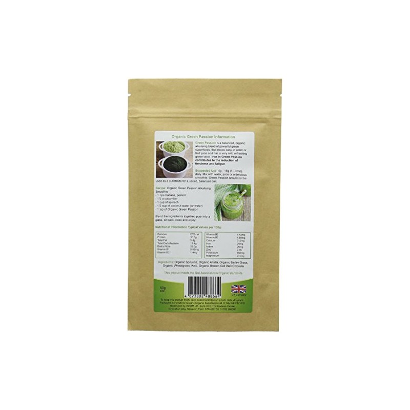 GOLDEN GREENS ORGANIC Organic Green Passion Powder 90g (PACK OF