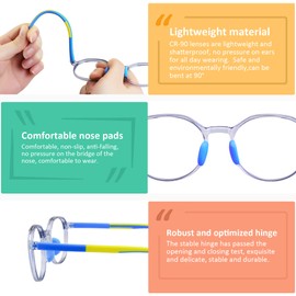Gafas de bloqueo de luz azul para niños, antifatiga ocular y borroso, gafas de ordenador, corte UV400 antideslumbrante