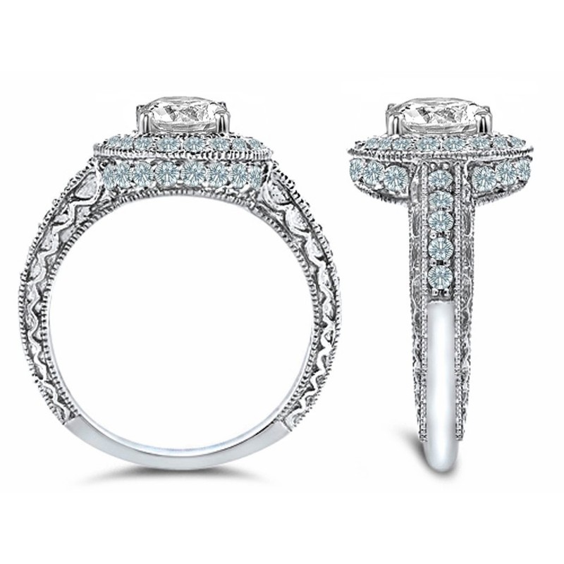 Star K 7mm Round Simulated Blue Opal Engagement Ring Sterling