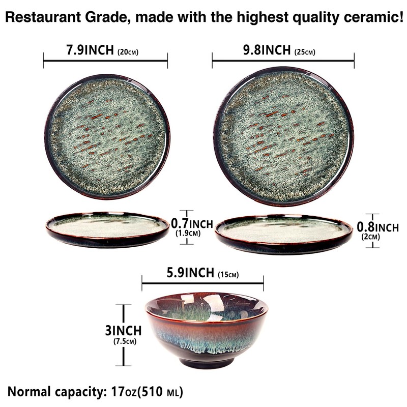 jinsongdafa Dinner Set 12 Pieces - Round Reactive Glaze Tableware