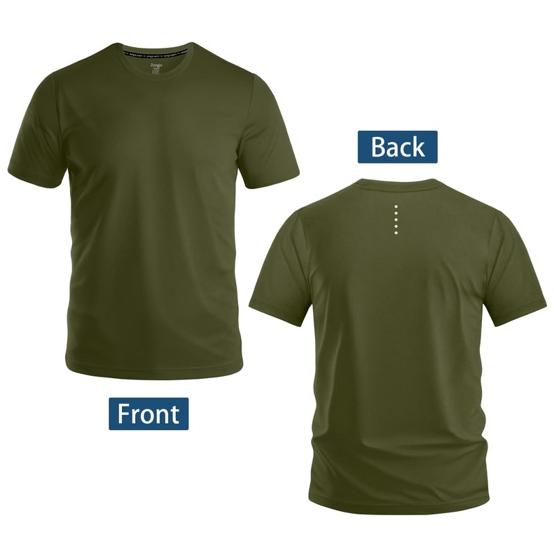 Zengjo Workout T Shirts for Men Quick Dry(Army Green,XL)