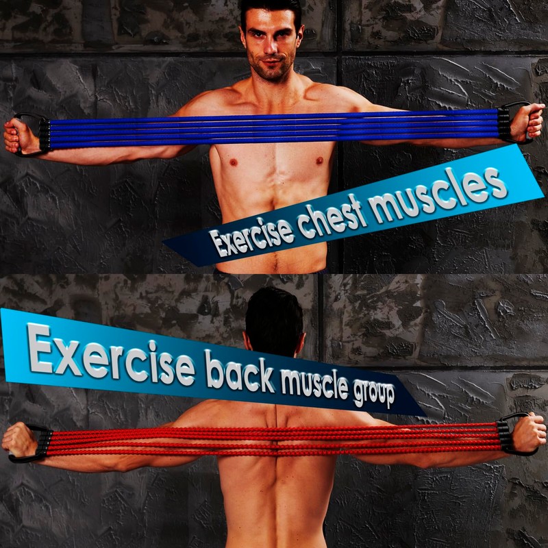 Chest Expander with Adjustable Resistance Bands, Black (Black)