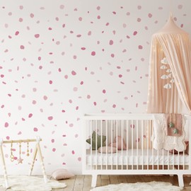 QuoteMyWall 150 Pink Pastel Wall Stickers Polka Dots for Girls Room Blush Decals Murals Removable Vinyl Wall Decor Spots Dalmatian Print