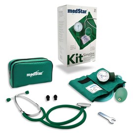 MEDSTAR | Kit Baumanómetro Aneroide con Estetoscopio de una Campana FULL COLOR (Verde Teal)