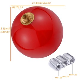 Arenbel 5 Speed Car Racing Shifter Lever Stick Knob Polished Ball Gear Shift Grip Handle Replacement Fit Regular Auto Manual Vehicles, Red