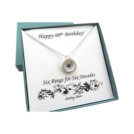 60th Birthday Gifts for Women | Sterling Silver Birthstone Necklace | 60th Birthday