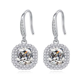 Silver Earrings for Women, Sterling Silver Earrings Drop Earrings for Women with Cubic Zirconia, Hypoallergenic Dangle Dangly Earrings Birthday Christmas Presents for Women Girls