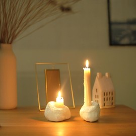 White Ceramic Candle Holders Set – Handcrafted Taper Candle Holders for Table Centerpiece | Modern Decorative Candlestick Holders for Dining Table, Wedding, Fireplace Mantel & Home Decor