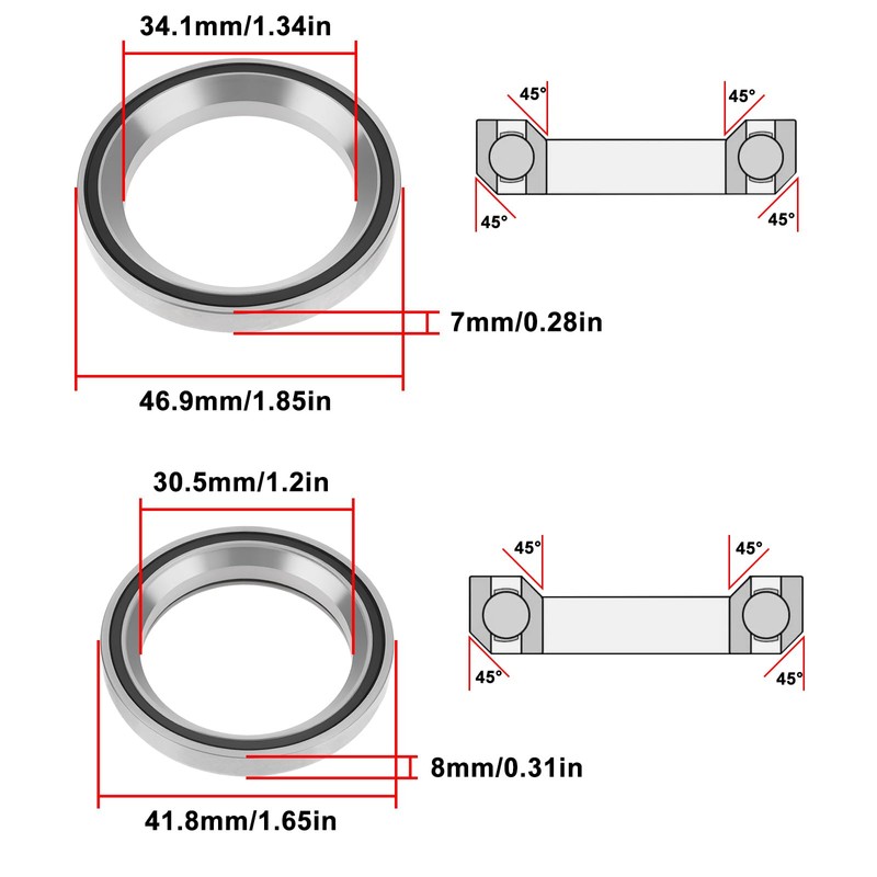 SG Store Pack of 2 Conical Bicycle Headset Bearings 41.8
