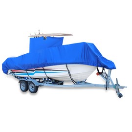 Silscvtt Blue 420D Heavy Duty Boat Cover Outdoor Replacement for Center Console Style Boats with T-Top Roofs 20-22ft