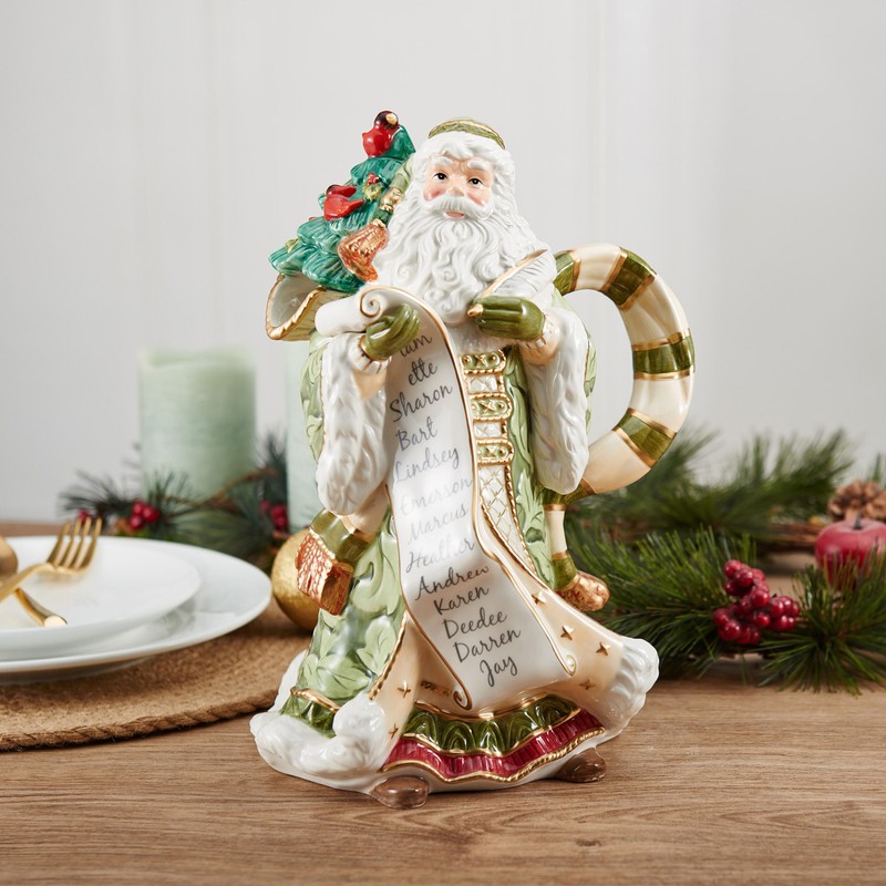 Fitz and Floyd Holiday Home Green Santa Pitcher, 48 Ounce